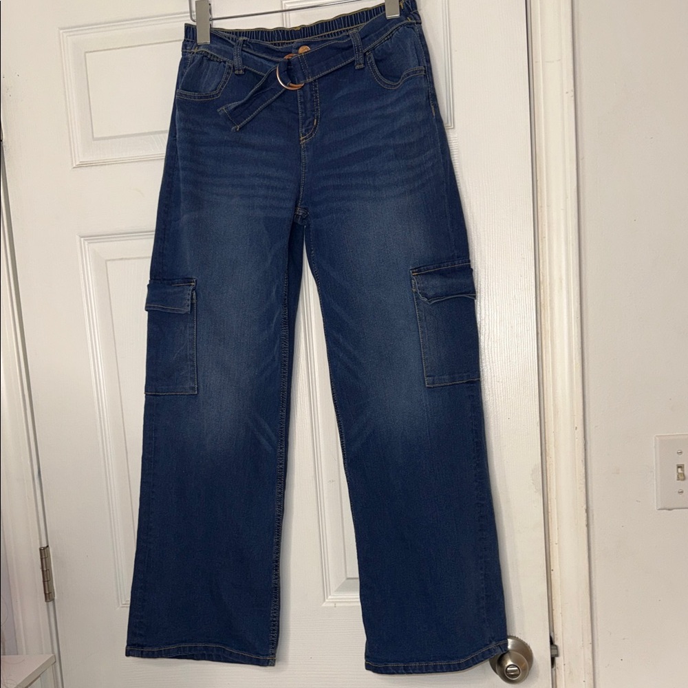 Justice Dark Blue Kids Cargo Jeans